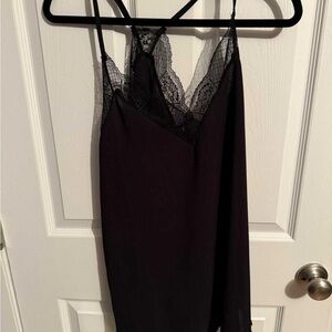 Black Lace Trim Tank Top